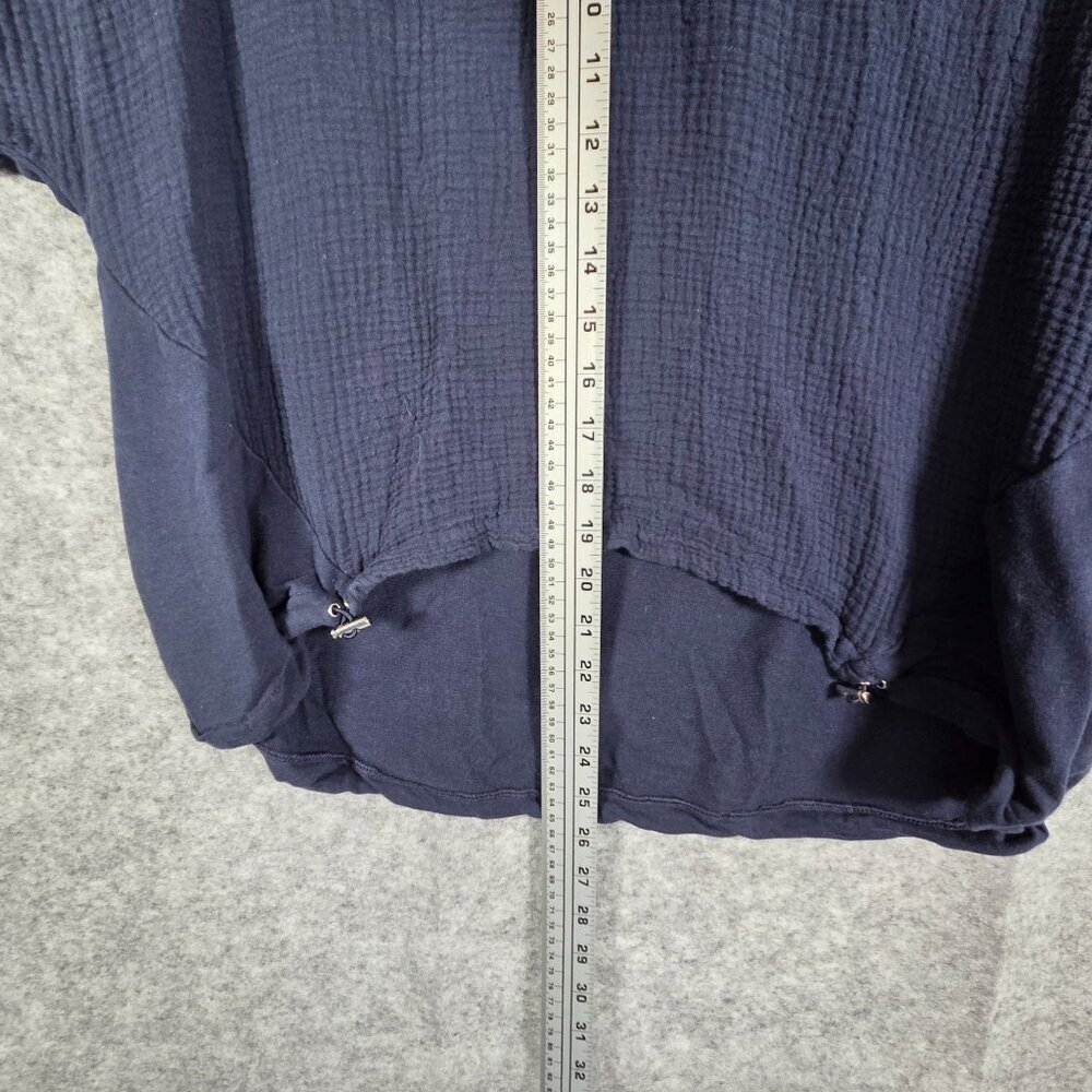 Chico's Women's Knit Top Short Sleeve V Neck Pullover Navy Size L Casual - Picture 4 of 7